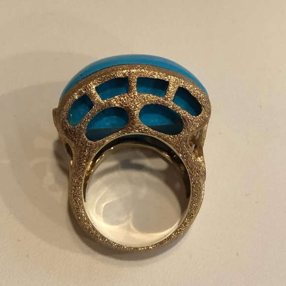 Blue Howlite Gold Statement Ring - Picture 11 of 15